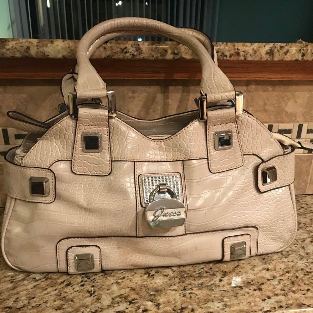 White leather guess bag